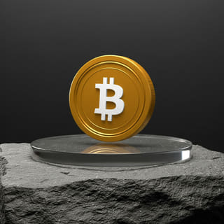 Goldene Bitcoin-Münze BTC als Darstellung des Wertes der digitalen Währung