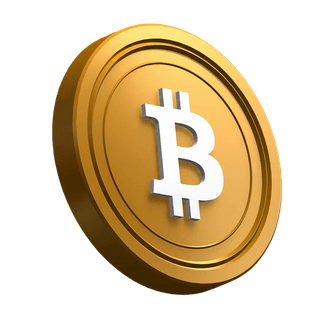 Im Hero-Bereich positionierte Bitcoin BTC Münze in geneigter Ausrichtung als grafisches Element