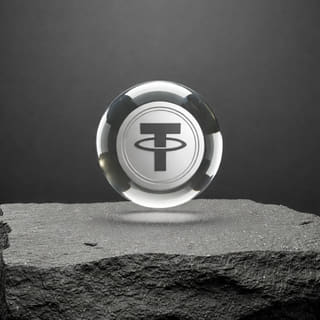 Verschiedene Kryptowährungen neben dem Tether USDT Stablecoin in einer Darstellung